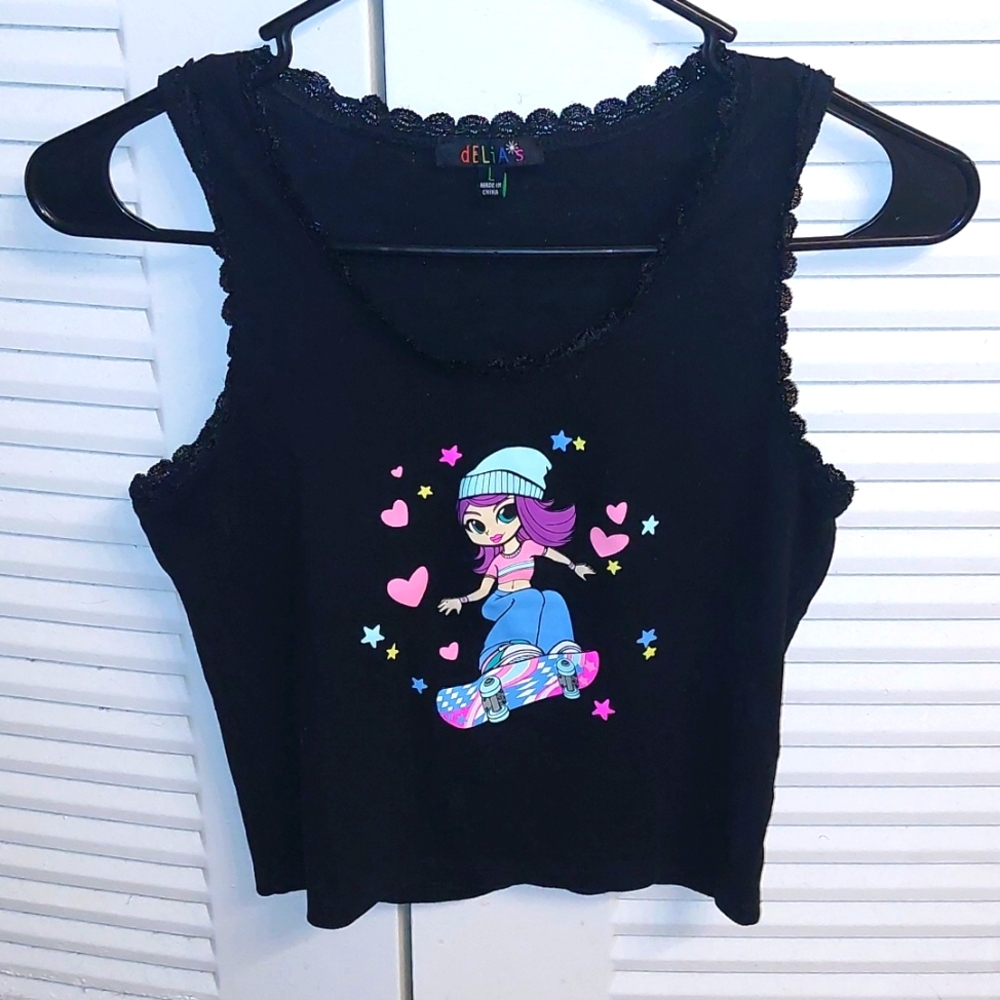 Dolls Kill Delia's Skater Girl Cropped Tank Top